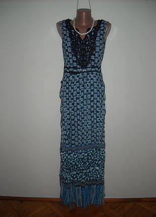 Платье per una шифоновое синее с рисунком нарядное