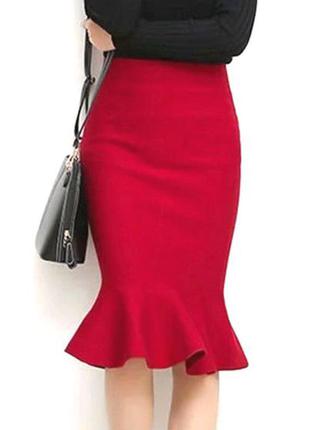 Яркая юбка из тонкой шерсти с баской, л-хл, распрожа