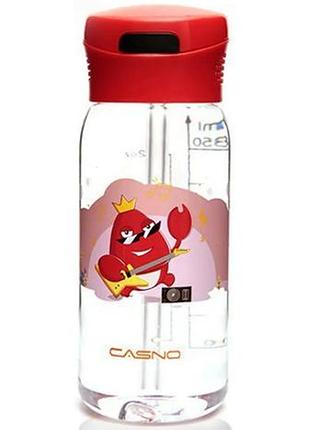 Бутылка детская для воды 400 мл пластиковая casno kxn-1195 красная (осьминог) с соломинкой лучшая цена с