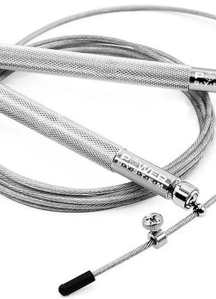 Скоростная скакалка металлическая 2.75 см power system ultra jump rope ps-4064 silver с подшипниками лучшая