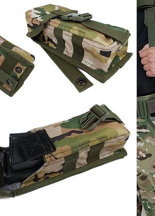Подсумок под два магазина ак одинарный закрытый мультикам (molle, подсумок на разгрузку, жилет, рпс) лучшая