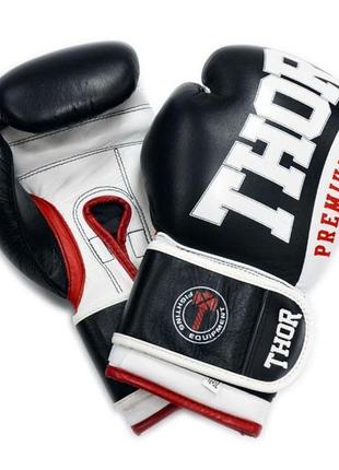 Рукавички боксерські 10 унцій (283 г) thor shark 10oz чорні, на липучці