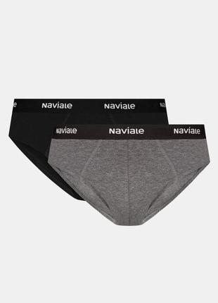 Мужские трусы слип mu202-01 (2 шт.) black/gray melange
