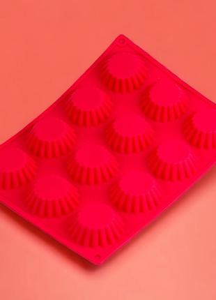 Силіконова форма для випікання кексів, кошиків на 12 шт діаметр 6 см (28.5х21.5 см)