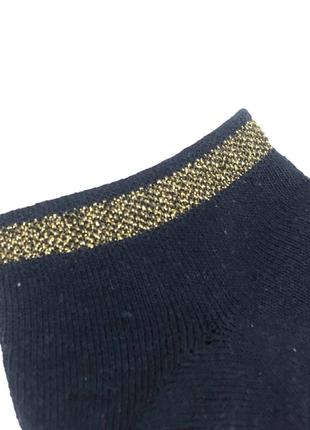 Шкарпетки жіночі luxe з люрексом золото короткі 23-25 розмір (36-40 взуття) темно-синій4 фото