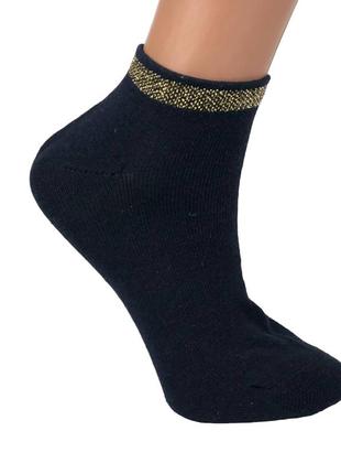 Шкарпетки жіночі luxe з люрексом золото короткі 23-25 розмір (36-40 взуття) темно-синій9 фото