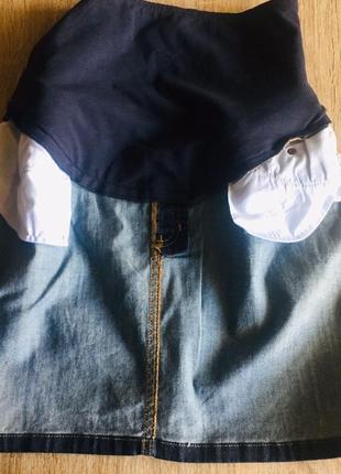 Юбка джинсовая для беременных опзмер 36 s с трикотажным поясом одежда для беременной6 фото