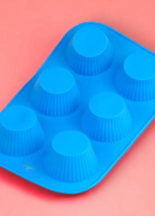 Силіконова форма для випічки кексів на 6 шт діаметр 6 см (26х16.5 см)