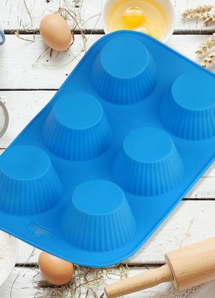 Силіконова форма для випічки кексів на 6 шт діаметр 6 см (26х16.5 см)2 фото