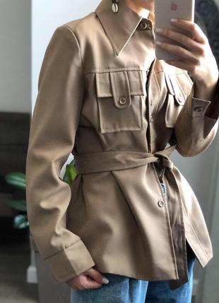 Идеальный винтажный бежевый жакет / пиджак в стиле карго5 фото