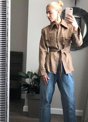 Идеальный винтажный бежевый жакет / пиджак в стиле карго2 фото