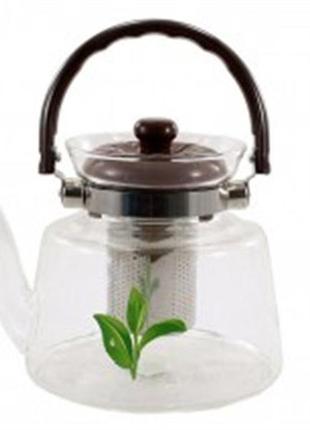 F46 /116 чайник скло з малюнком 1200мл зелений чай1 фото