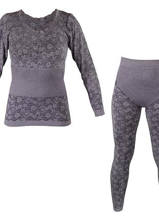 Женское термобелье нежные объятия, фиолетово-серое