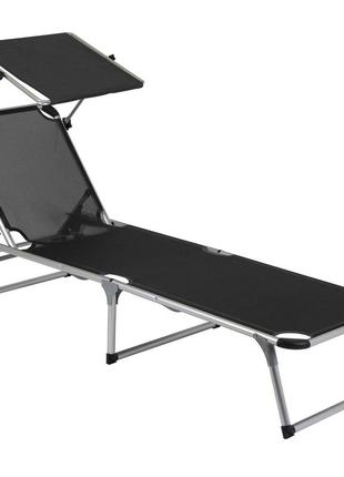 Ліжко розкладне bo-camp sun lounger with sunscreen 5 positions black (1304460)