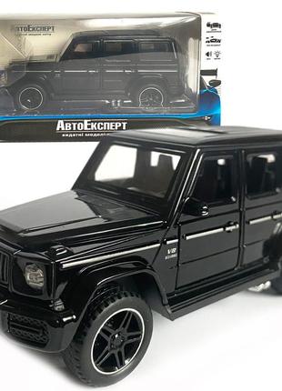 Іграшкова машинка металева mercedes-benz g-клас amg gelandewagen, мерседес гелік, автоексперт, чорний, звук, світло, інерція,