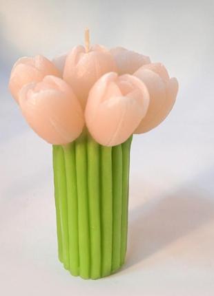 Свічка "букет тюльпани" рожеві1 фото