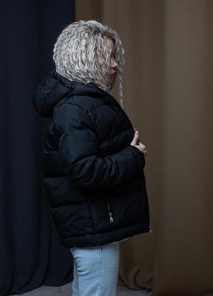 Женская куртка зимняя champion теплая до -25°с черная пуховик с капюшоном чемпион дутый4 фото