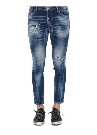 Шикарные джинсы dsquared2 w tidy biker jean distressed jeans navy/blue3 фото