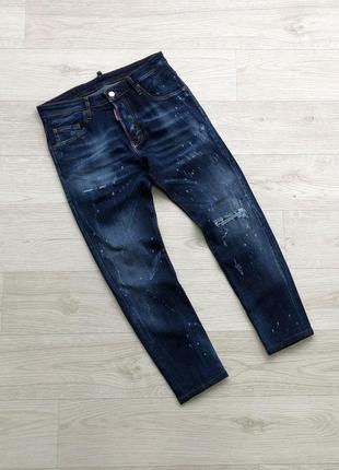 Шикарные джинсы dsquared2 w tidy biker jean distressed jeans navy/blue2 фото