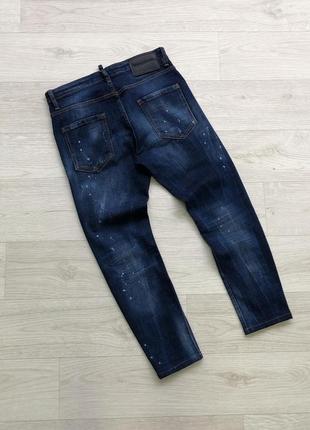 Шикарные джинсы dsquared2 w tidy biker jean distressed jeans navy/blue5 фото