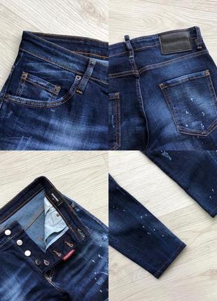 Шикарные джинсы dsquared2 w tidy biker jean distressed jeans navy/blue6 фото