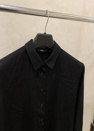 Женская рубашка uniqlo черная базовая оригинал5 фото