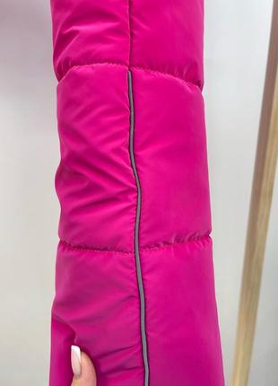 Зимний костюм куртка и брюки полукомбинезона с мехом енота розовый до -30 мороза3 фото