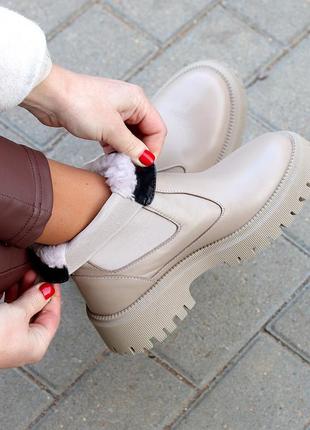 Бедесовые замшевые натуральные ботиночки сапоги сапожки зима на меху2 фото