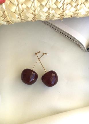 Серьги вишечки ботиночки темные
