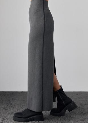 Длинная юбка-карандаш с высоким разрезом - темно-серый цвет, m (есть размеры)5 фото
