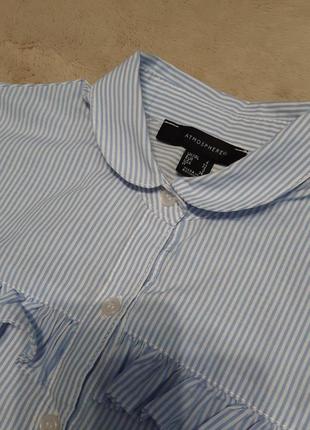 Рубашка в мелкую полоску с рюшами оборками длинный рукав размер 4 atmosphere4 фото