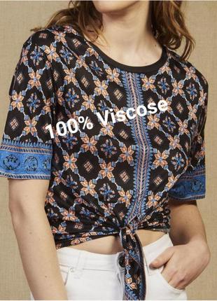 Эффектная вискозная блузка / футболка с завязкой спереди sandro paris made in turkey1 фото