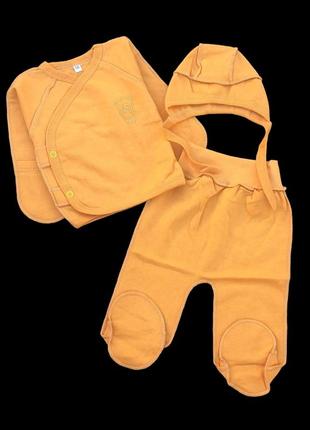 Комплект 3в1: сорочечка, повзунки, шапочка "ведмедик", футер тм "ua" (сорочечка з повзунками та шапочкою)