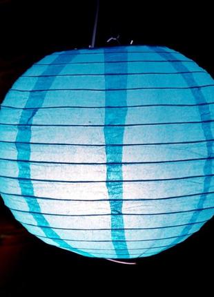 Фонарь бумажный "шар" синий1 фото