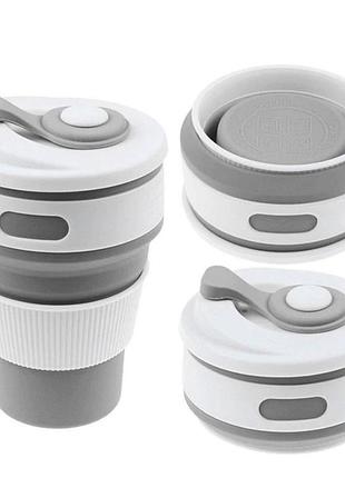 Складна силіконова чашка collapsible. сіра
