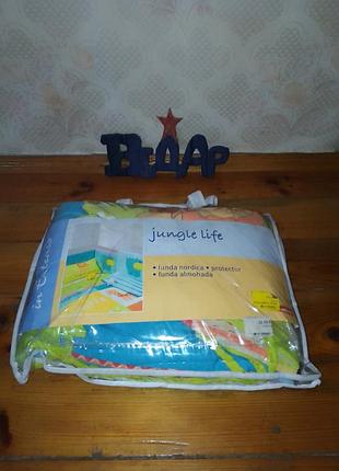 Постельный набор для малышей+ защита в кроватку джунгли
