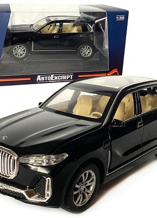 Машинка металева дитяча bmw x7, бмв,чорна, 1:32, автоексперт, звук,світло,інерція, відкр двері,багажник,капот, 16*6*5 (gt-01120)