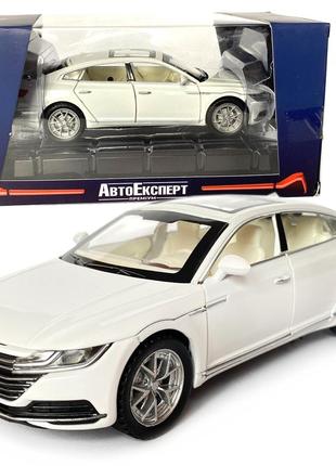 Игрушечная машинка металлическая volkswagen passat cc, фольксваген пассат, белая, автоэксперт, 1:32, звук,