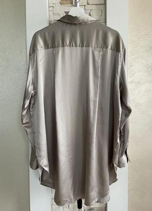 Женская сатиновая удлиненная рубашка h&amp;m4 фото