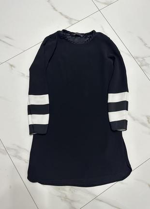 Черное платье zara с рукавами в полоску на размер s или м3 фото
