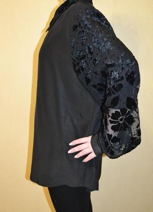 Блузка рубашка черная с бархатом3 фото