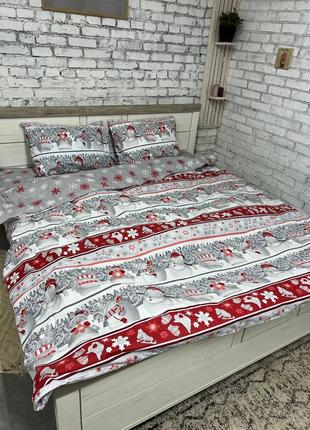 Постельное белье, комплекты с новогодними принтами, праздничные, яркие, 100% хлопок 🎄