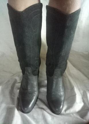 Сапоги кожа, замша
