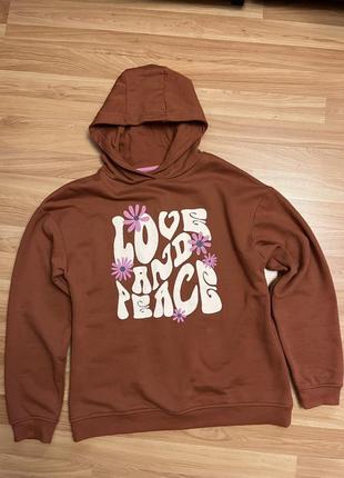 Худі толстовка коричнева шоколадна love h&m zara