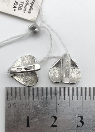 Новые родированые серебряные серьги сердце серебро 925 пробы4 фото