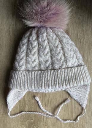 Теплая зимняя шапка для девочки3 фото