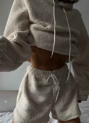 Мягкая и уютная пижамка кофта + шорты мех тедди, туречна🇹🇷7 фото