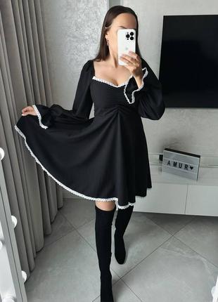 Жіноча сукня широка спідниця обʼємні рукави резинка на плечах1 фото
