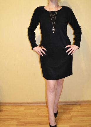 Черное стрейчевое платье zara в рубчик2 фото
