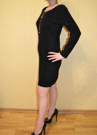 Черное стрейчевое платье zara в рубчик3 фото
